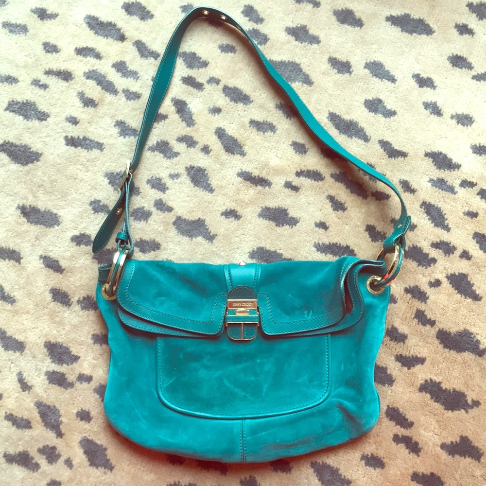 Jimmy Choo Turquoise Ultra Suede Purse